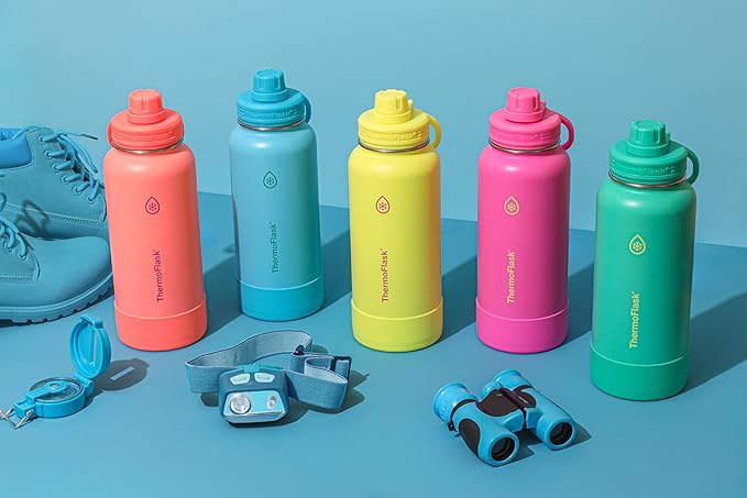 ThermoFlask 24 oz Double Wall Vacuum Insulated Stainless Steel Water Bottle with Spout Lid, Unmellow Yellow