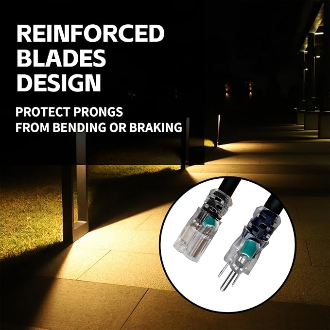Indoor Outdoor Extension Cord Weatherproof with Lighted End, UL Listed, 16 Gauge 30FT Black 3 Prong Heavy Duty, 16/3 SJTW 13A Power Cord for Outdoor Lights, Lawn