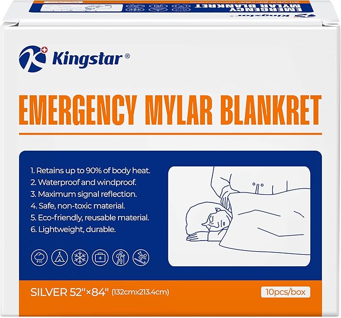 Emergency Blanket for Camping & Survival 30 Packs, 84" L x 52" W, Professional Grade Reusable Space Blanket, Provides Thermal Protection for Hunters, Hikers & Preppers in Snow and Cold Weather