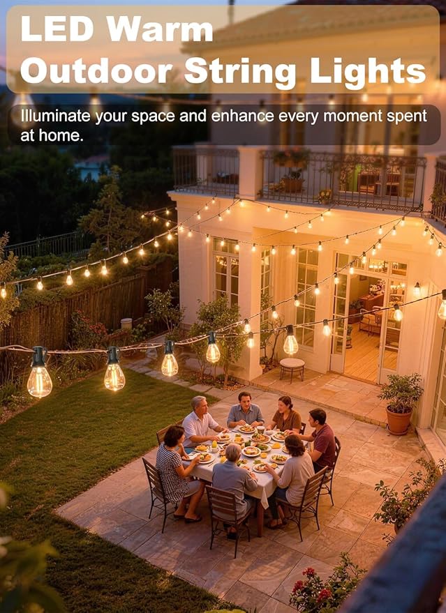 100FT Outdoor String Lights Waterproof, 36+1 Shatterproof S11 LED Bulbs, Extra Long Patio Lights for Outside, Bistro Cafe Decor, Backyard Garden Hanging Lights, Outside Fence Light String