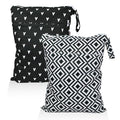 Mama Koala Waterproof Wet Dry Bags for Baby Items, Cloth Diapers, Swimsuits, Travel, Gym Clothes, Beach, Pump Parts, Toiletries, Two Zippered Pockets, 2 Pack (W019)