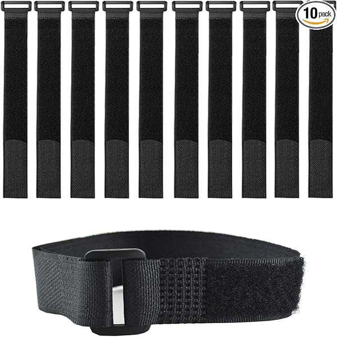 10 Pack (20 x 1 Inch) Reusable Fastening Cable Ties and Cable Straps,Adjustable Multi-Purpose Hook and Loop Straps Nylon Cable Ties Organizer Fastener Management Wire Straps