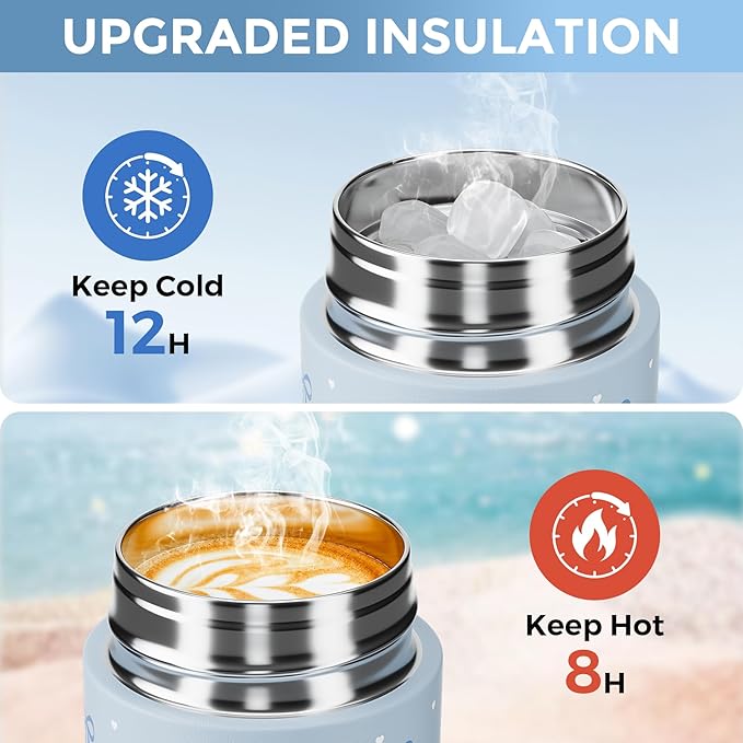 【Upgraded】Exllena Small Insulated Water Bottle 8 oz/250ml– Mini Insulated Water Bottle for Hot & Cold Drinks, Perfect Small Water Bottle for Travel, Purse...(Bow)