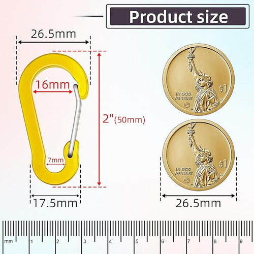 10pcs Aluminum Small Carabiner Clip, 2 Inch Carabiner Keychain Clasp Spring D Ring for Hanging Home KeyRings Hook Paracord Lanyard Keychain Pet Collar Hiking Camping Fishing Accessories (Gold)