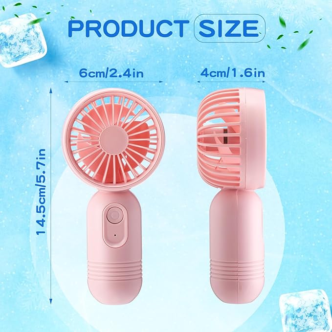 Rossesay 6 Pcs Mini Portable Fan Bulk Cute Handheld Lightweight Small Little Personal Hand Eyelash Fan 3 Speeds USB Rechargeable for Women Men Indoor Outdoor Makeup Travel (Pink and Blue)