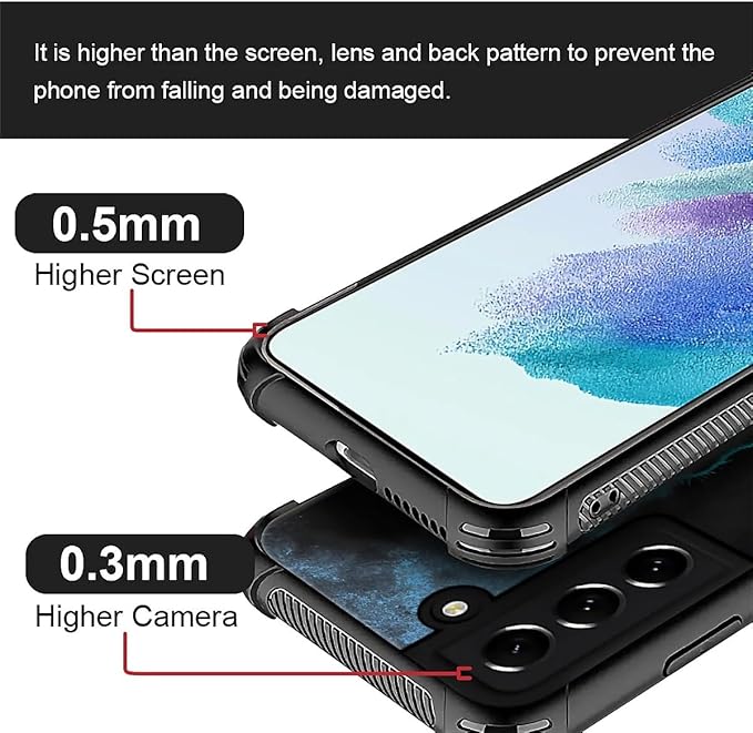 for Samsung Galaxy S21 FE Case, Blue Breathing Wolf Pattern Graphic Design Girl Boy Soft Silicone Hard Acrylic Shock Protection for Samsung Galaxy S21 FE