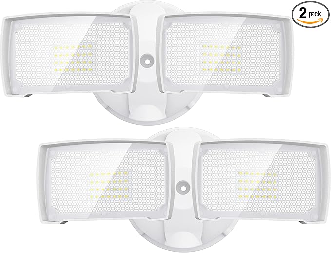 LEPOWER 2 Pack 28W 3000LM ‌LED Security Flood Light‌ ‌Outdoor‌, Switch Controlled Aluminum ‌Security Light‌, 2 Adjustable Heads, 5500K Daylight, Wet Location for Patio, Garden, Yard Lights