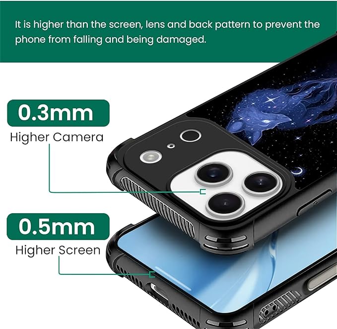 for iPhone 17 Pro Case,for MagSafe Graphic Design for Girl Boy Soft Silicone Hard Acrylic Shock Protection Designed for iPhone 17 Pro Galaxy Fox Wolf Pattern