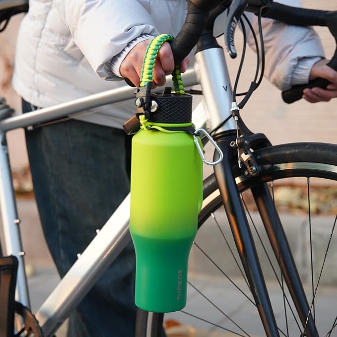 BJPKPK Insulated Water Bottles with Straw Lid, 35oz Metal Water Bottle with 2 lids & Paracord Strap, Double Wall Stainless Steel Tumbler with Handle, Reusable Cups, Mugs, Thermo, Bamboo Grove