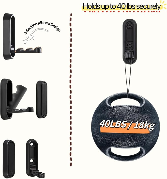 4 Pack Folding Wall Hooks, Foldable Black Coat Hooks for Bathroom, Entryway - Strong Hold for Towels, Robes, Hats, Bags, Keys - Solid Metal Wall Mounted Hooks with Screws