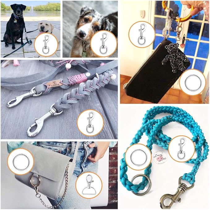 Swivel Snap Hooks, Lucky Goddness 20pcs Metal Heavy Duty Square Eye Clasp Buckle Trigger Clip Multipurpose- Best for Spring Pet Buckle, Key Chain for Linking Dog Leash Collar, Handmade Crafts Project
