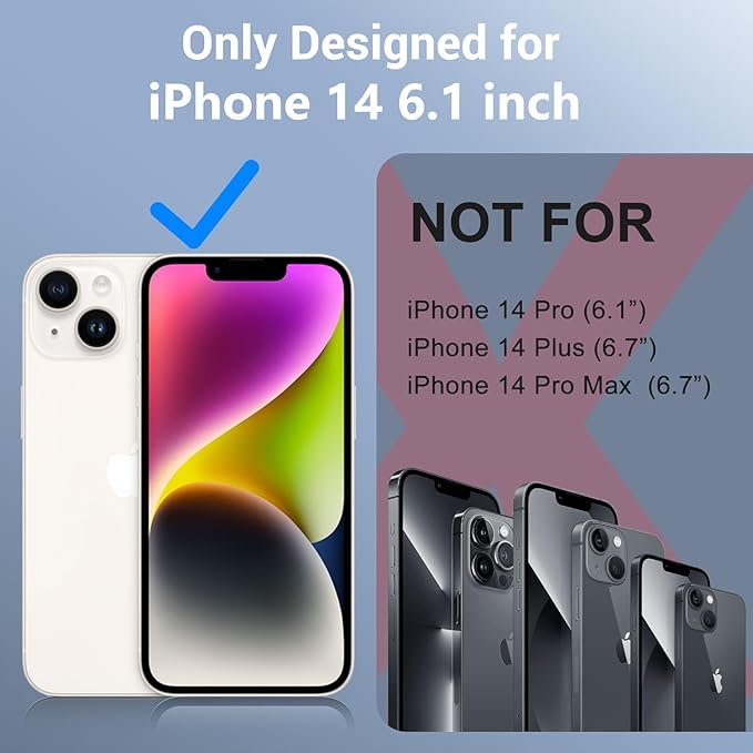 Red2Fire for iPhone 14 Case Waterproof, [Built-in Screen Protector & Camera Protector][Compatible with MagSafe][Full Body Shockproof][IP68 Waterproof][Dustproof] Phone Case 6.1" Purple/Clear