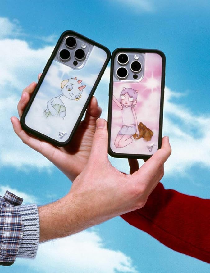 Wildflower Cases - Compatible with iPhone 13 Pro| Protective Black Bumper, 6.5ft Drop Test Certified, Women Owned Small Business | Blue White Clouds Sky Dainty Cute Trendy | Collab- Drew