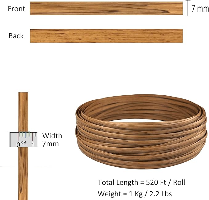 520 Ft Wicker Repair Kit, Plastic Wicker Replacement Material, Faux Rattan Supplies for Patio Furniture Sofa Chair Repair (Light Wood Grain)