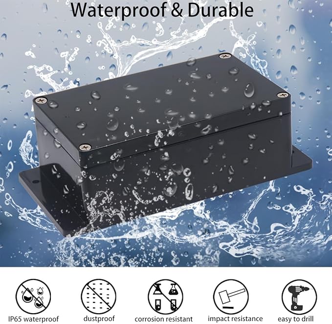 2 Pack Project Box IP65 Waterproof Junction Box ABS Plastic Black Electrical Boxes DIY Electronic Project Case Power Enclosure with Fixed Ear 3.94 x 2.68 x 1.97 inch(100x68x50mm)