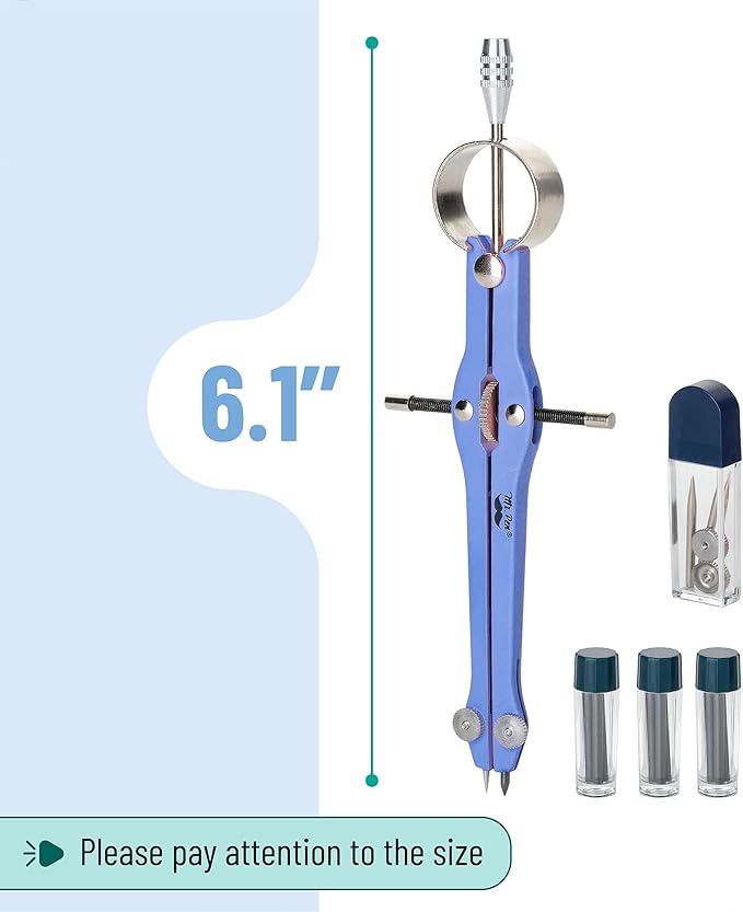 Mr. Pen- Professional Compass for Geometry, Blue with Extra Leads, Metal Compass with Lock, Drawing Compass, Geometry Compass, Math Compass, Compass Drawing, Drafting Compass, Drafting Tools