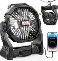 DOWILLDO 20000mAh Portable Battery Powered Camping Fan - with LED Light, Quiet Battery Operated, Camping Gear for Travel, Tent, Beach, Car or Hurricane Power Outages, Black