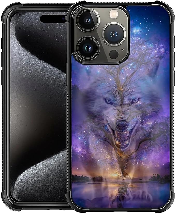 for iPhone 16 Pro Case, Wolves in The Woods Pattern Graphic Design Girl Boy Soft Silicone Hard Acrylic Shock Protection for iPhone 16 Pro