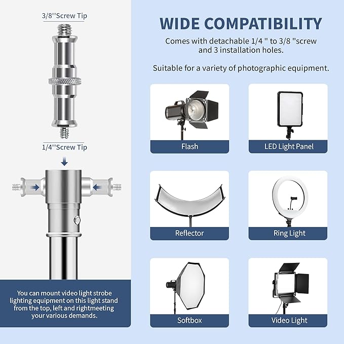 Kate 2 Pack Heavy Duty 10.8ft Light Stand with Casters, Adjustable Reinforced Stainless Steel Light Stand Tripod with 3 Wheels for Photography for Studio Softbox, Monolight, Reflector