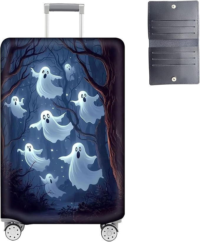 Luggage Cover Protector for 22-24 Inch Suitcases, TSA Approved Elastic Travel Suitcase Covers, Anti-Scratch Washable Luggage Sleeve for Carry On & Checked Bags, Ghosts Flying