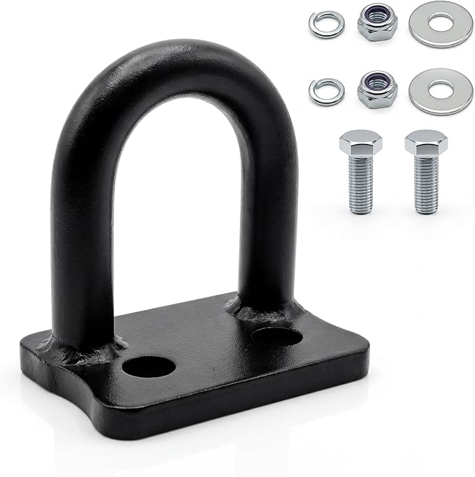 Front Tow Hook Tow Loop Compatible with Polaris RZR 900S 1000S 1000XP General – Heavy Duty 16mm Steel Recovery Hook, Black Powder Coated, Easy Bolt-On Installation