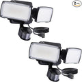 LUTEC 2 Pack 21W Plug in Motion Sensor Light Outdoor, Flood Lights Outdoor Motion Sensor,2500LM, 5000K Daylight,IP65 Waterproof,Adjustable 2 Heads Wall Light for Garage, Porch, Yard - Black