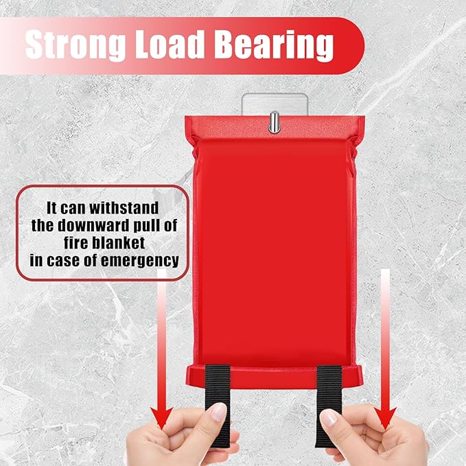 Emergency Fire Blanket Wall Hooks，Waterproof Stainless Steel Adhesive Hooks for Home Kitchen Bathroom Office and Outdoor (Silver, 5 Pack)