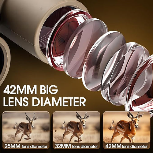 12x42 HD Binoculars for Adults High Powered Binoculars with Upgraded Phone Adapter Waterproof Compact Binocular with Low Light Night Vision for Bird Watching Hunting Outdoor Sports Concerts Camo