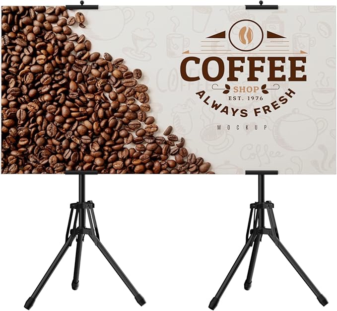 Poster Stands for Display - Floor Poster Board Holder Poster Display Stand Retractable Banner Stand Outdoor Sign Holder, Double-Side Tripod Height up to 80"（2pack）