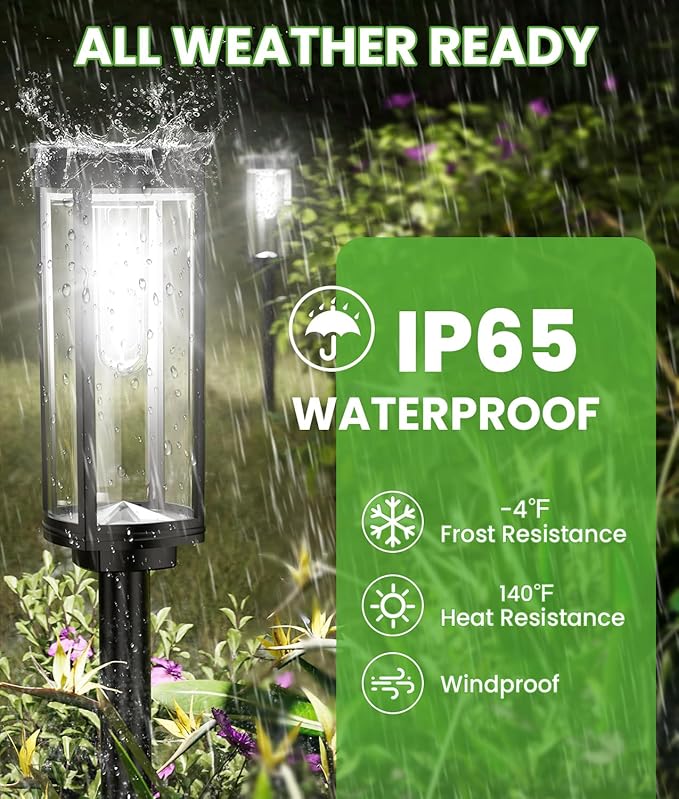 BITPOTT Bright Solar Pathway Lights, 4 Pack Solar Lights Outdoor Waterproof IP65, Long Lasting Outdoor Light for Yard Garden Walkway Landscape Lawn Patio
