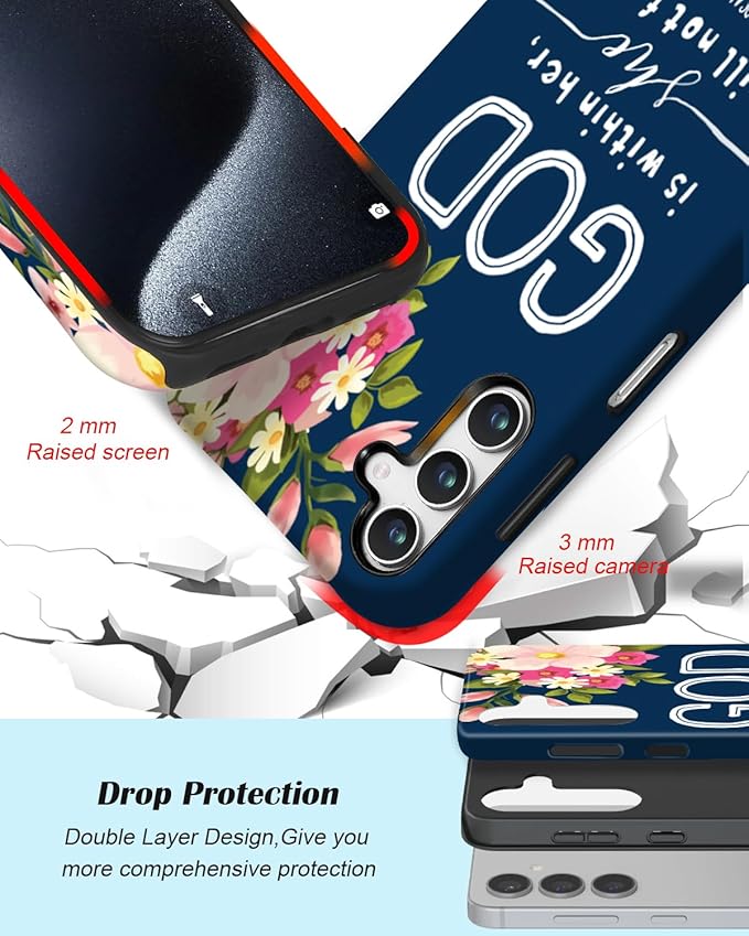 Compatible for Samsung Galaxy S25 FE 5G Case, Dual Layer Heavy Duty 2 in 1 Shockproof Protective Phone Case,Christian God Bible Verse