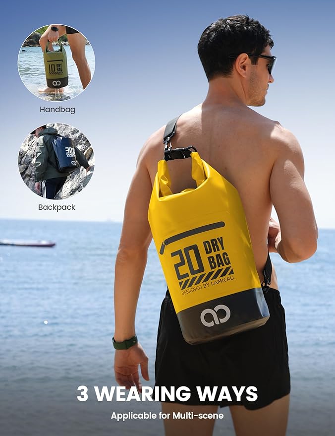 Lamicall Small Dry Bag, Waterproof Bag - [Durable & Floating] 5L/10L/20L/30L/40L Water Proof Bag with Waterproof Phone Pouch, Keeps Gear Dry Sack for Kayak Swim Boat Paddle Boarding Hiking Fishing