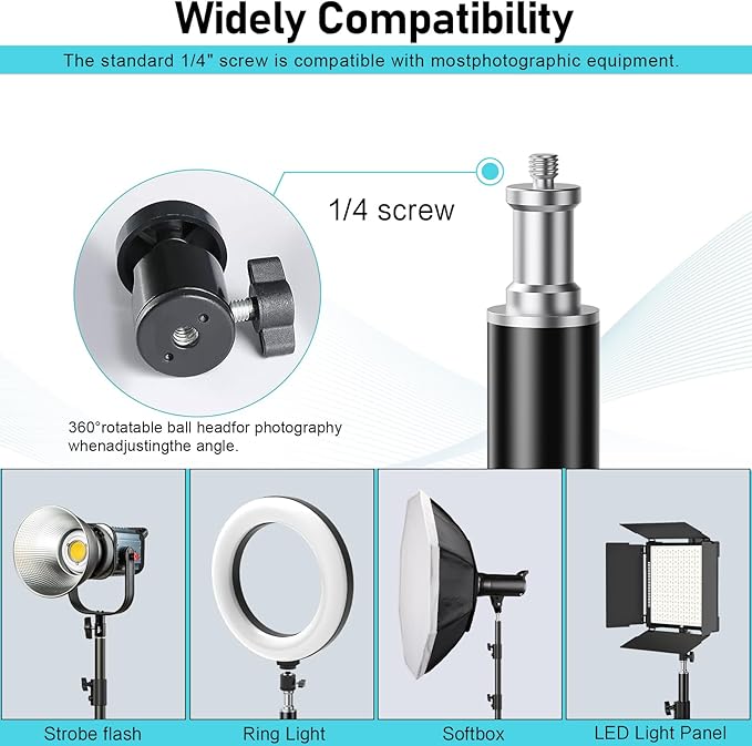 Photography Light Stand, 110"/9.2ft/280cm Portable Reverse Folding Tripod with Travel Bag Aluminum Heavy Duty for Camera,Video,Softboxes,Umbrell,Wedding Outdoor Video Shooting