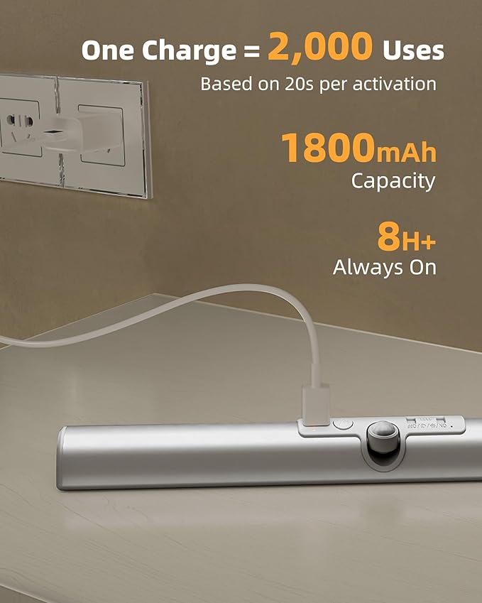 EZVALO 13-inch Motion Sensor Closet Light, LED Rechargeable Closet Light with Adjustable Sensor, 3 Colors & Dimmable, No Glare, Magnetic Motion Lights Indoor for Closet, Pantry, Stairs