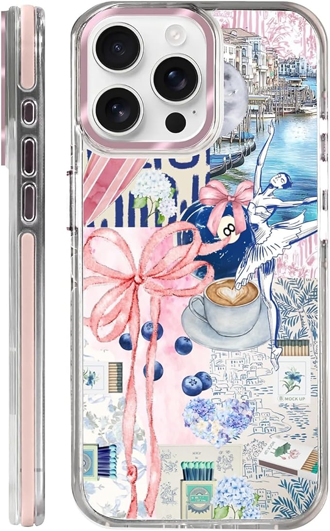 Case for iPhone 13 Pro Max,[Compatible with MagSafe],Pink Bow Girly Coquette Collage Phone Case Design，for Women Girls Magnetic Clear Cover - Slim, Sleek, & Shockproof Protection