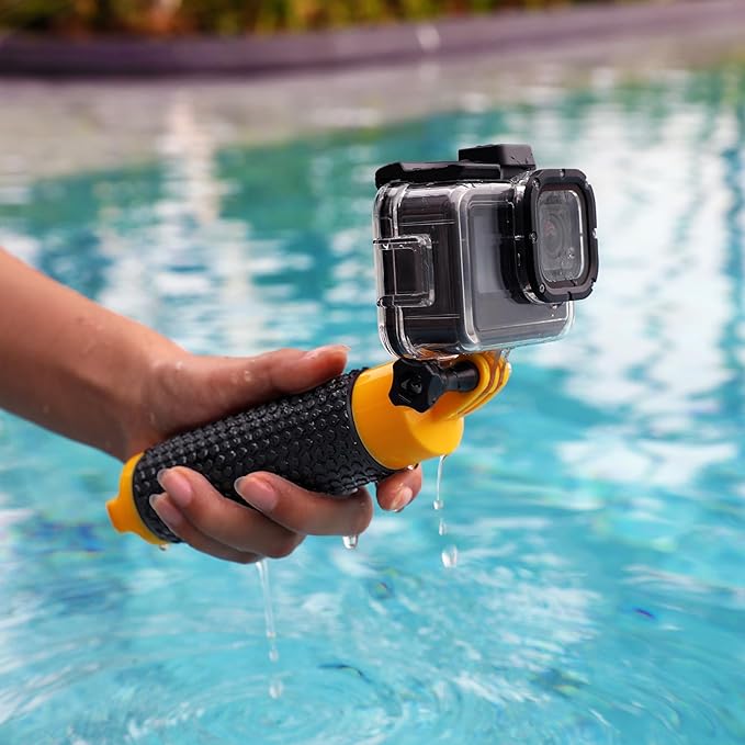GEPULY 60M/196FT Waterproof Case for GoPro Hero 13 12 11 10 9 Black, Floating Handle Grip Pole Stick Monopod Underwater Accessories Protective Case Dive Shell