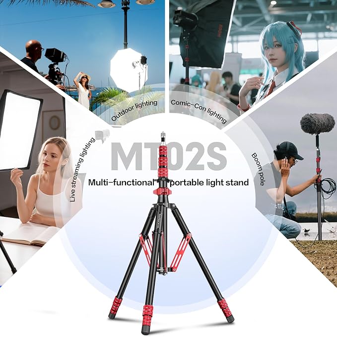 FreeSea Light Stand with Storage Bag, 87.4 inch/2.22m Aluminium Photography Tripod for Reflectors, Softboxes, Flash, Strobe Lights, Umbrellas, Compact Lightweight Light Tripod
