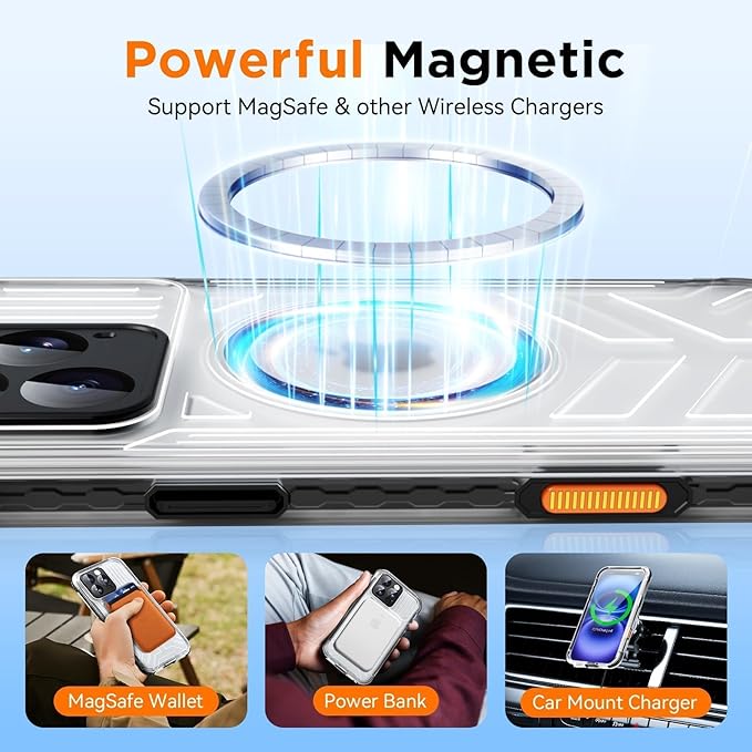 WIFORT for iPhone 16 Pro Waterproof Case, [IP68 Underwater] [Blue Light Filter Lens] [15FT Military Shockproof], Fit for Magsafe Full Body Magnetic Frosted Phone Case with Lanyard, 6.3" Black