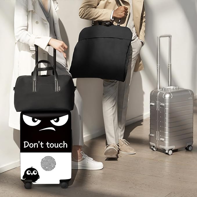 ANNA QUEEN Funny Don't Touch Luggage Cover,Stretchable Suitcase Protector Sleeve,Fit for 24-26 Inch Checked Baggage,Water Resistant Durable Luggage Protector