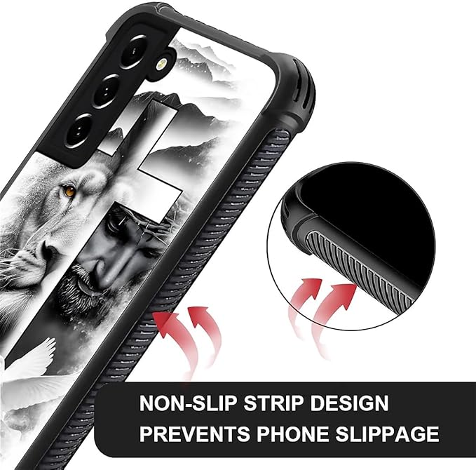 for Samsung Galaxy S21 Plus Case, Lion Cross Jesus Christ Dove Pattern Graphic Design Girl Boy Soft Silicone Hard Acrylic Shock Protection for Samsung Galaxy S21 Plus
