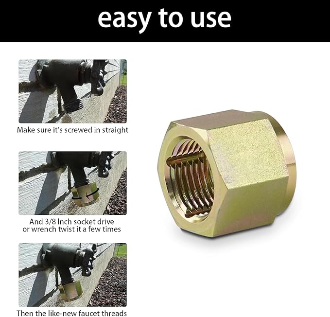 05265 Hose Thread Cleaner Outdoor Faucet Repair Tool, for 3/8 Inch Socket Drive Household Garden Spigot Thread Clean Adapter