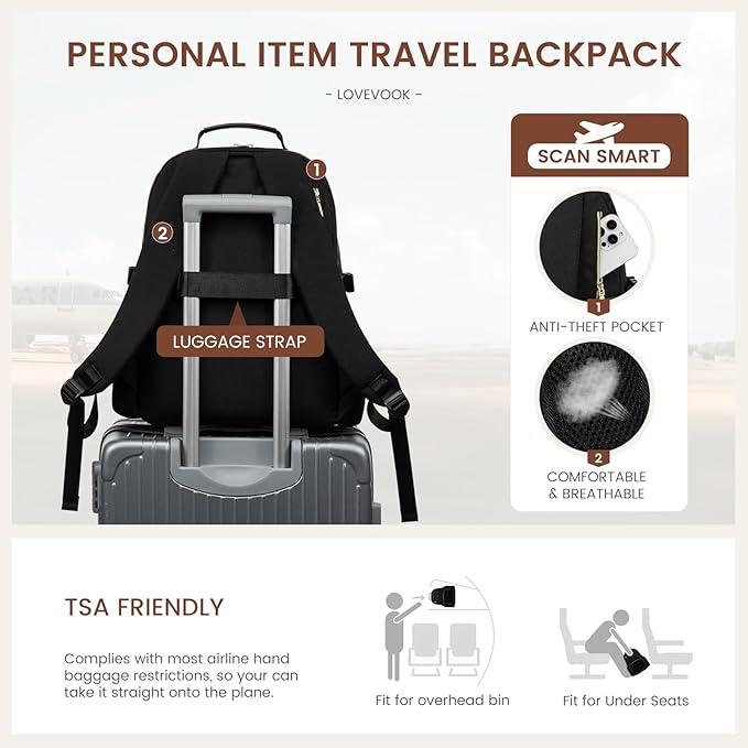 LOVEVOOK Laptop Backpack for Women with Pouch Pocket for Large Capacity Cup,15.6 Inch Laptop Computer Bag Travel Backpack Purse,Waterproof Work Business Backpack College Teacher Bags,Dark Purple