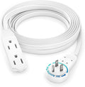 Maximm Cable 12 Ft 360° Rotating Flat Plug Extension Cord, 16/3 AWG Multi 3 Outlet 3-Prong Grounded Wire- White - UL Certified