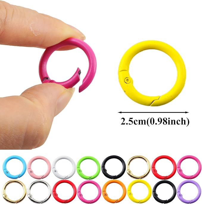 Carabiner Clip 48Pcs Gold Metal Key Ring Clip Circle Keychain Rings Bulk Spring O Ring Round Cute Carabiner Spring Snap Hook Key Chain Clips for DIY Keychain Bag Charm Handbag Purse Dog