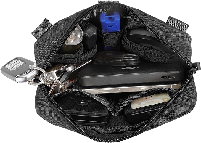 FRTKK Tactical Molle Admin Pouch Utility Laser Cut EDC Tool Pouch Bag Horizontal Modular Pouches Include US Flag Patch and Keychain