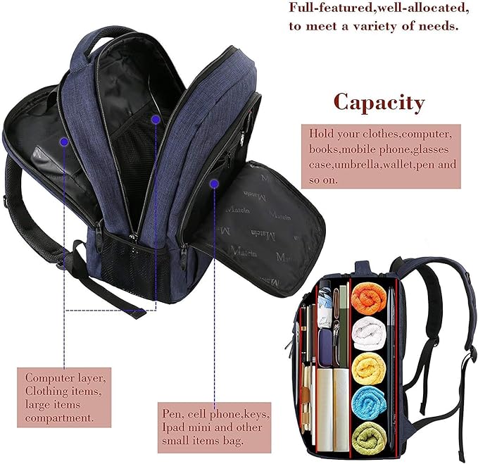 MATEIN Laptop Backpack,Slim Travel Backpack with Laptop Compartment for Men Women,College Daypack Gift Computer Bag fits 15.6 Inch Notebook, Blue