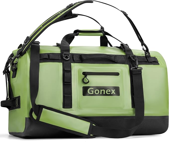 Gonex Waterproof Duffel Bag, 90L Heavy Duty Dry Duffle Bag with Reinforced Thickened Bottom, 3-in-1 Convertible Large Travel Backpack for Kayaking, Motorcycle, Camping & Boating, Army Green