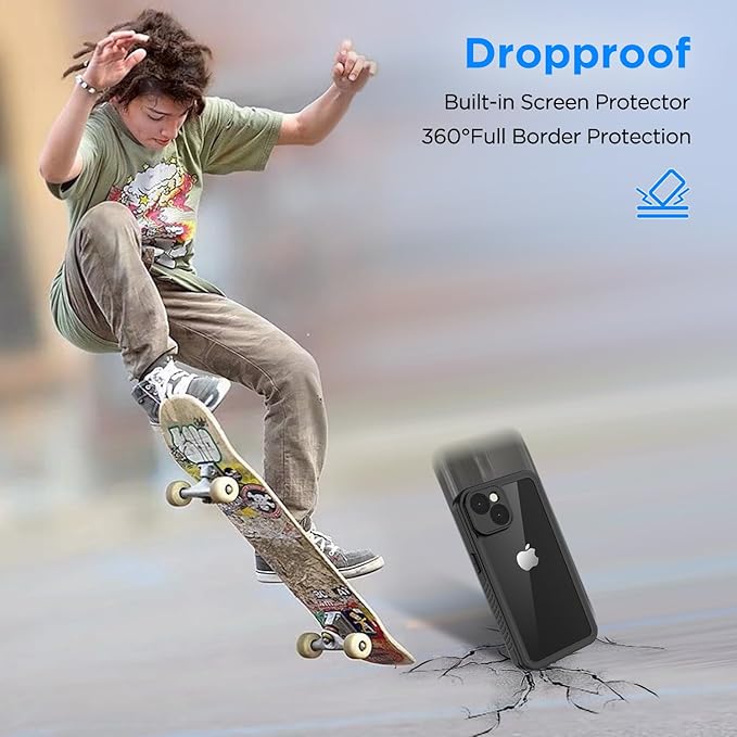 Lanenas for iPhone 14 Plus Case - Waterproof Case with Built-in Screen Protector, Full Body Heavy Duty Phone Case Dustproof Shockproof Case Cover for iPhone 14 Plus 6.7inch Black