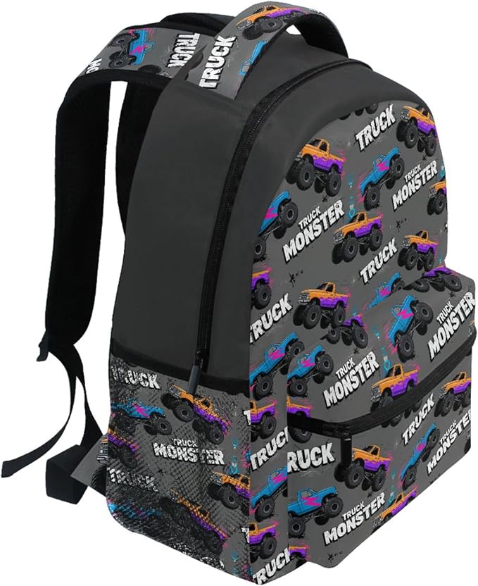 Wamika Monster Truck Boys Backpack Racing Cars School Backpacks Kid Girl Preschool Book Bag