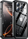 SPIDERCASE for iPhone 16 Pro Max Case Waterproof, Built-in Screen & Camera Protector [IP68 Underwater][Full Body Shockproof][Dustproof] 12FT Heavy Duty Rugged Phone Cover 6.9 inch, Black